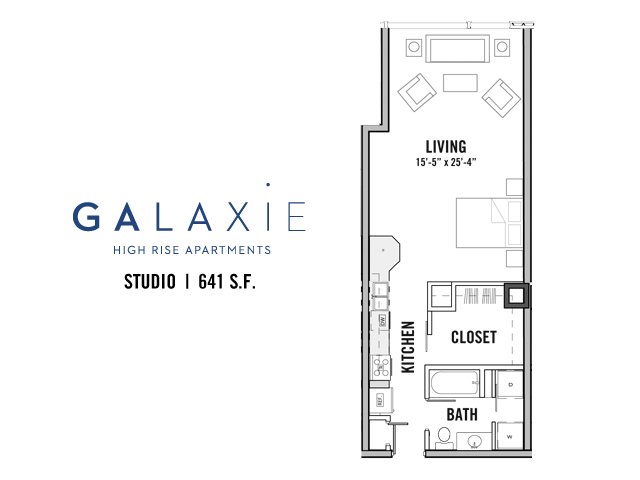 Studio 1 Bathroom Apartment for rent at Galaxie in Madison, WI
