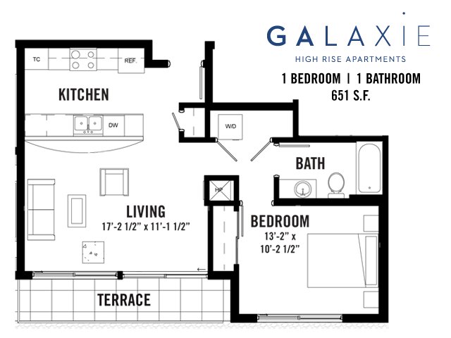 1 Bedroom 1 Bathroom Apartment for rent at Galaxie in Madison, WI
