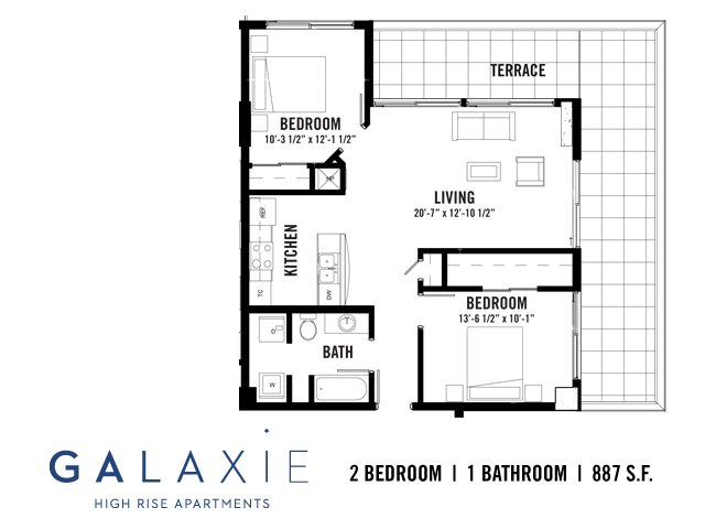 2 Bedrooms 1 Bathroom Apartment for rent at Galaxie in Madison, WI