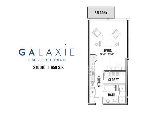 Studio 1 Bathroom Apartment for rent at Galaxie in Madison, WI