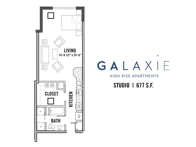 Studio 1 Bathroom Apartment for rent at Galaxie in Madison, WI