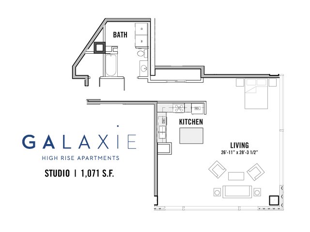 Studio 1 Bathroom Apartment for rent at Galaxie in Madison, WI