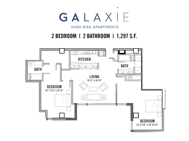 2 Bedrooms 2 Bathrooms Apartment for rent at Galaxie in Madison, WI