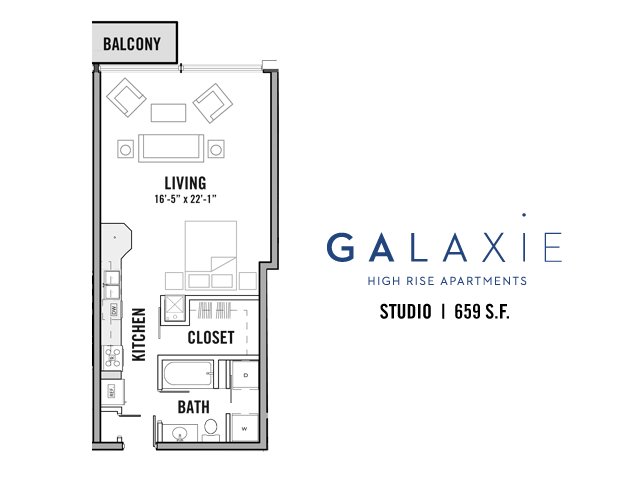 Studio 1 Bathroom Apartment for rent at Galaxie in Madison, WI