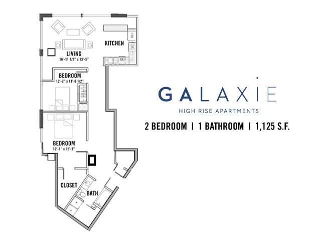 2 Bedrooms 1 Bathroom Apartment for rent at Galaxie in Madison, WI