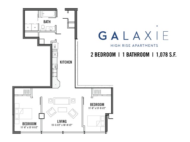 2 Bedrooms 1 Bathroom Apartment for rent at Galaxie in Madison, WI
