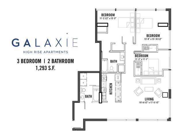 3 Bedrooms 2 Bathrooms Apartment for rent at Galaxie in Madison, WI
