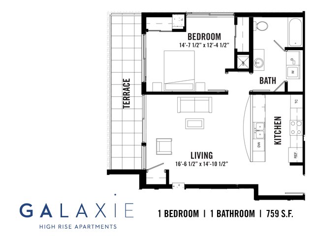 1 Bedroom 1 Bathroom Apartment for rent at Galaxie in Madison, WI