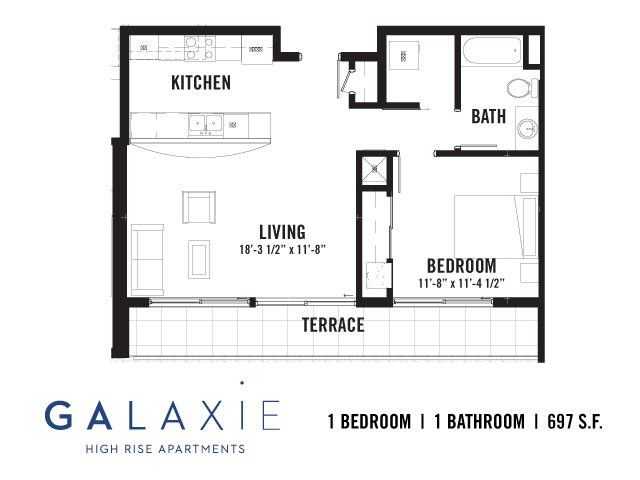 1 Bedroom 1 Bathroom Apartment for rent at Galaxie in Madison, WI