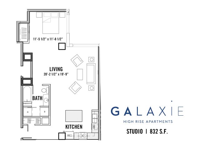 Studio 1 Bathroom Apartment for rent at Galaxie in Madison, WI