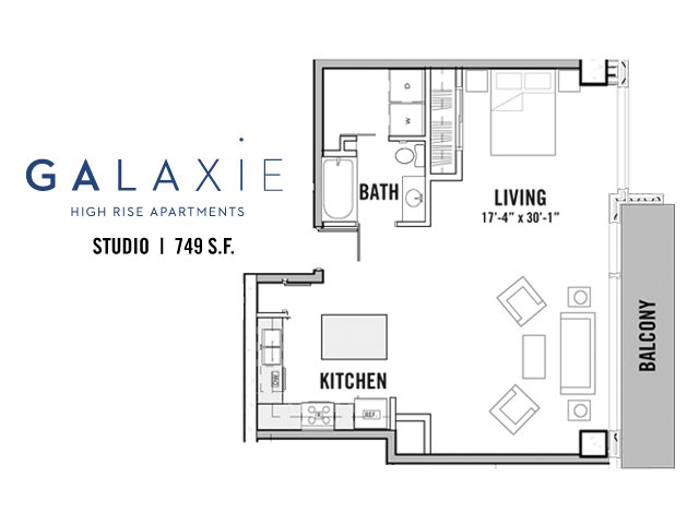 Studio 1 Bathroom Apartment for rent at Galaxie in Madison, WI