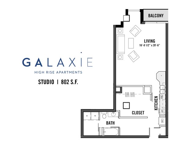 Studio 1 Bathroom Apartment for rent at Galaxie in Madison, WI