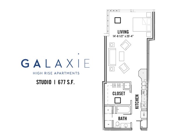 Studio 1 Bathroom Apartment for rent at Galaxie in Madison, WI