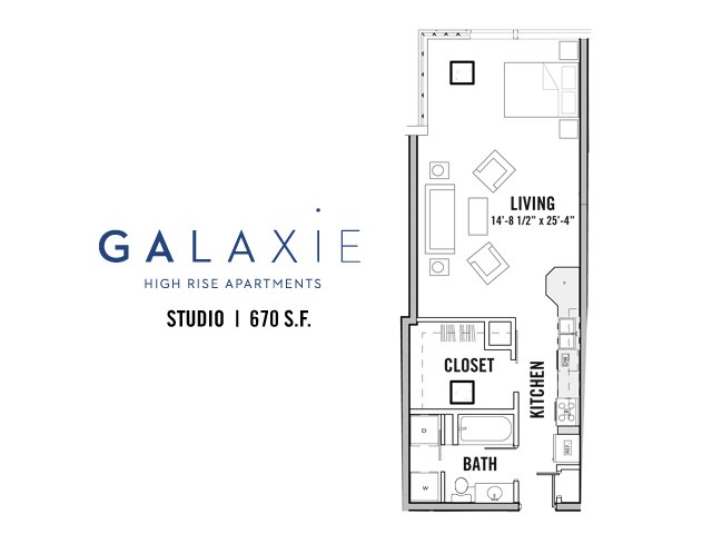 Studio 1 Bathroom Apartment for rent at Galaxie in Madison, WI