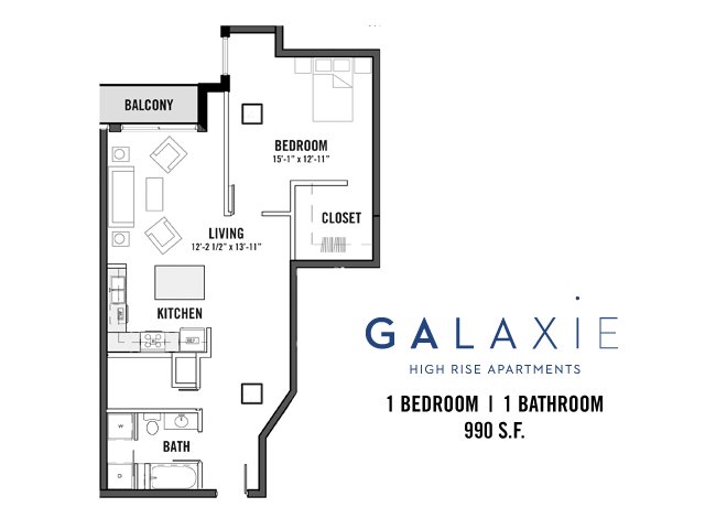 1 Bedroom 1 Bathroom Apartment for rent at Galaxie in Madison, WI