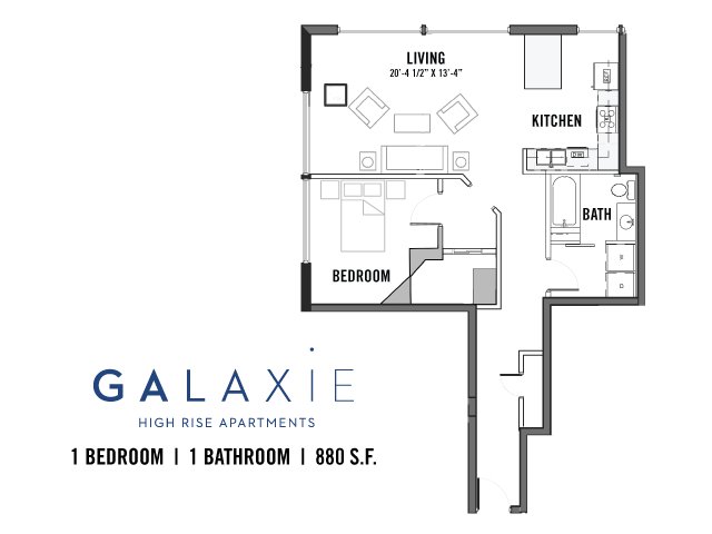 1 Bedroom 1 Bathroom Apartment for rent at Galaxie in Madison, WI