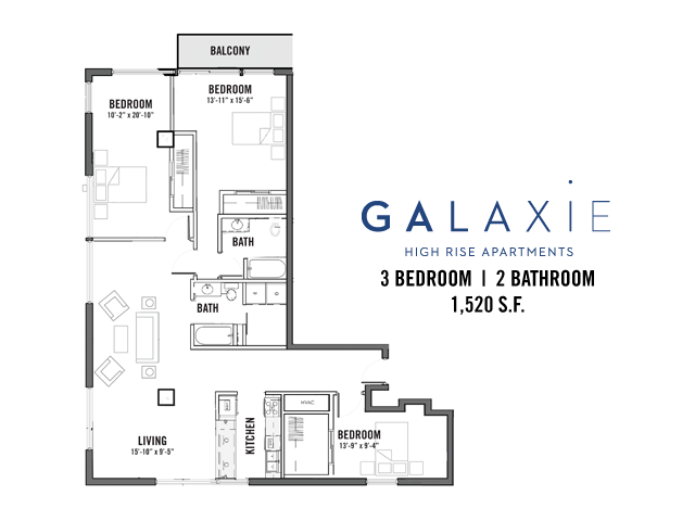 3 Bedrooms 2 Bathrooms Apartment for rent at Galaxie in Madison, WI