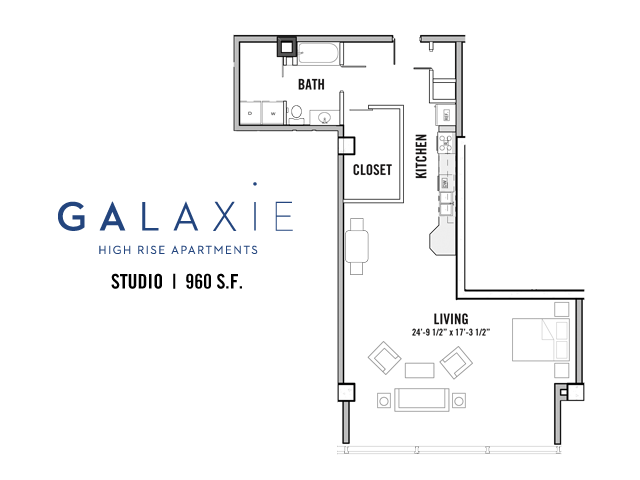 Studio 1 Bathroom Apartment for rent at Galaxie in Madison, WI