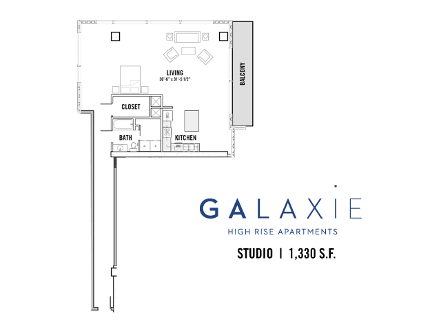 Studio 1 Bathroom Apartment for rent at Galaxie in Madison, WI