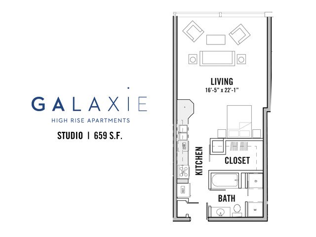 Studio 1 Bathroom Apartment for rent at Galaxie in Madison, WI