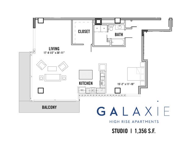 Studio 1 Bathroom Apartment for rent at Galaxie in Madison, WI