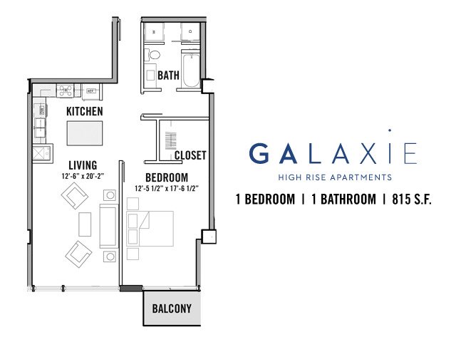 1 Bedroom 1 Bathroom Apartment for rent at Galaxie in Madison, WI