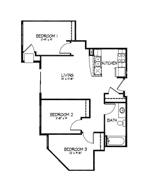 3 Bedrooms 1 Bathroom Apartment for rent at Telluride Apartments in Iowa City, IA