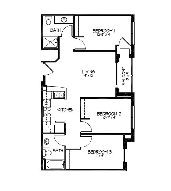3 Bedrooms 2 Bathrooms Apartment for rent at Telluride Apartments in Iowa City, IA