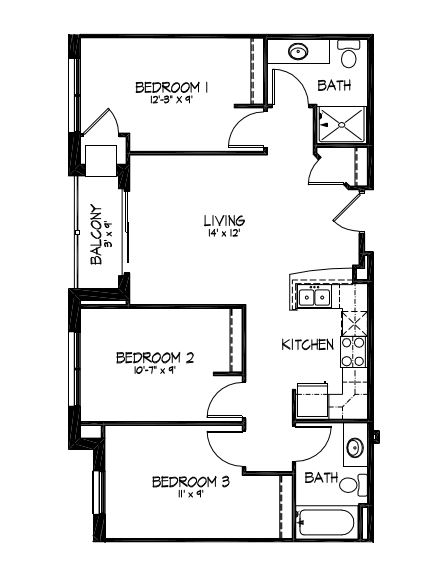 3 Bedrooms 2 Bathrooms Apartment for rent at Telluride Apartments in Iowa City, IA