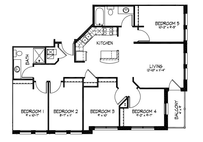 5 Bedrooms 2 Bathrooms Apartment for rent at Telluride Apartments in Iowa City, IA