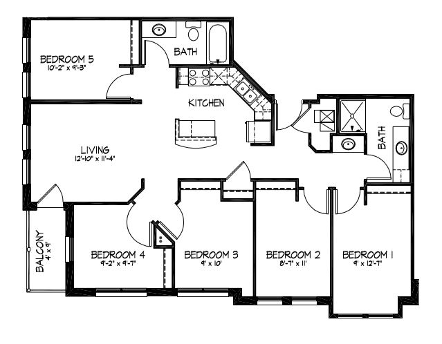 5 Bedrooms 2 Bathrooms Apartment for rent at Telluride Apartments in Iowa City, IA