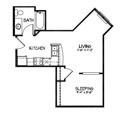 Studio 1 Bathroom Apartment for rent at Telluride Apartments in Iowa City, IA