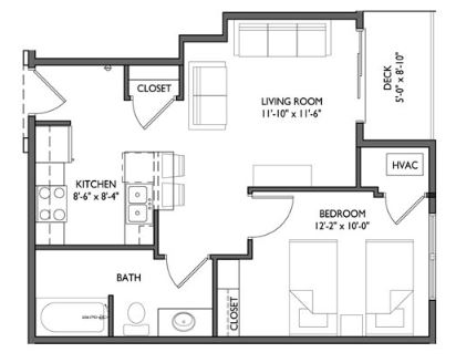 1 Bedroom 1 Bathroom Apartment for rent at Whistler Apartments in Iowa City, IA