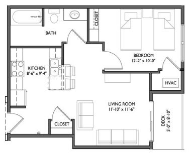 1 Bedroom 1 Bathroom Apartment for rent at Whistler Apartments in Iowa City, IA