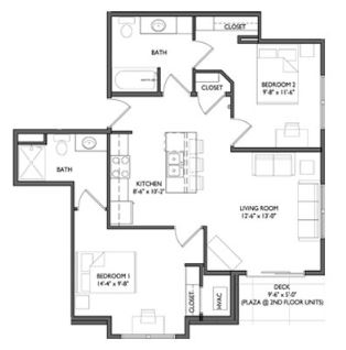 2 Bedrooms 2 Bathrooms Apartment for rent at Whistler Apartments in Iowa City, IA