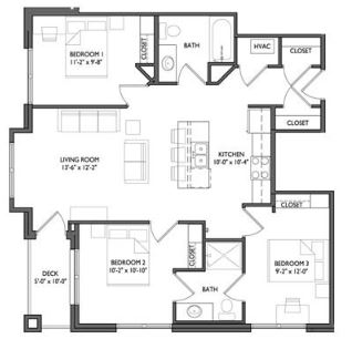 3 Bedrooms 2 Bathrooms Apartment for rent at Whistler Apartments in Iowa City, IA