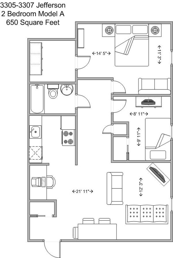 2 Bedrooms 1 Bathroom Apartment for rent at 3305-3307 Jefferson in Cincinnati, OH