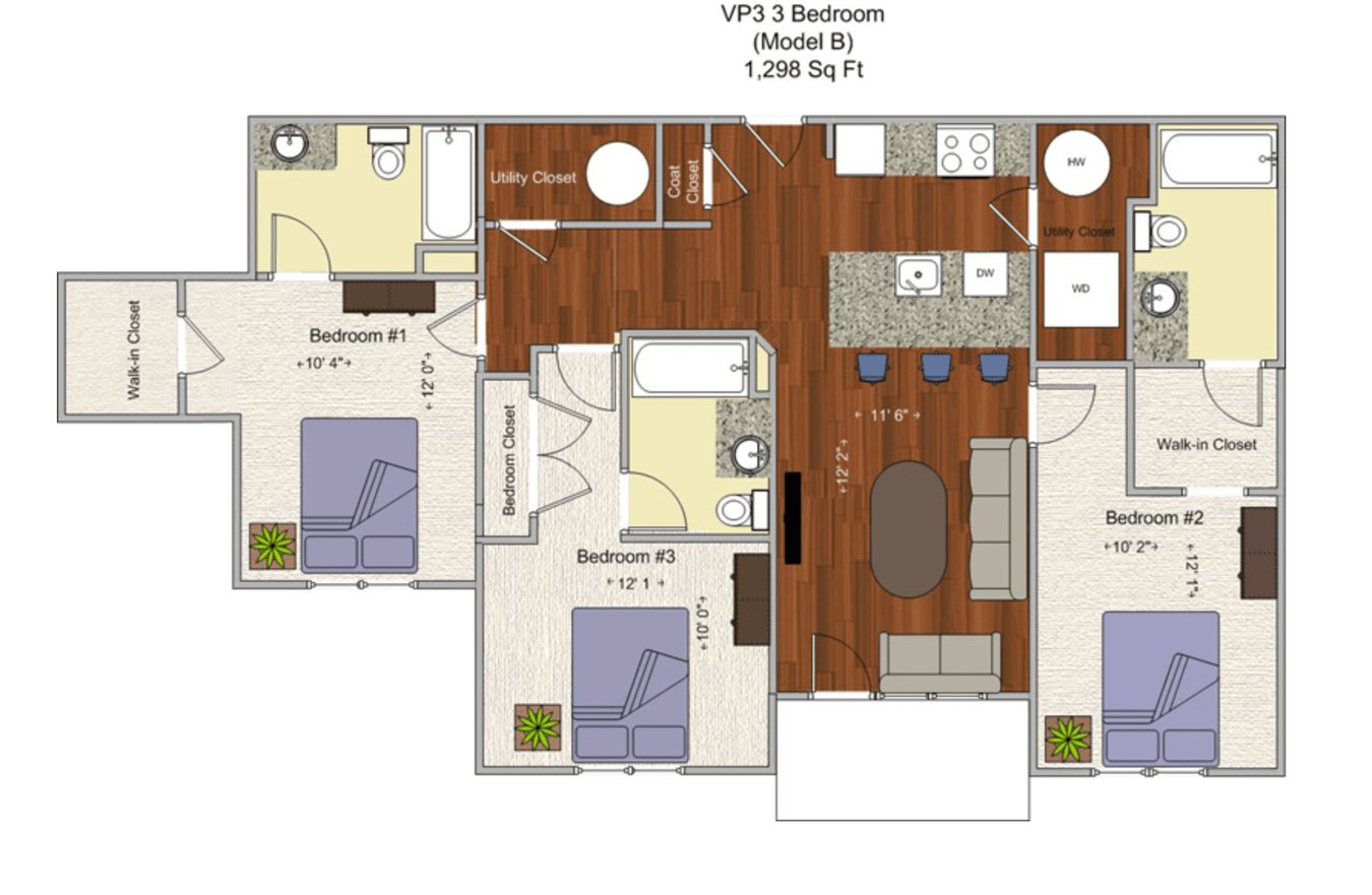 3 Bedrooms 3 Bathrooms Apartment for rent at V P 3 in Cincinnati, OH