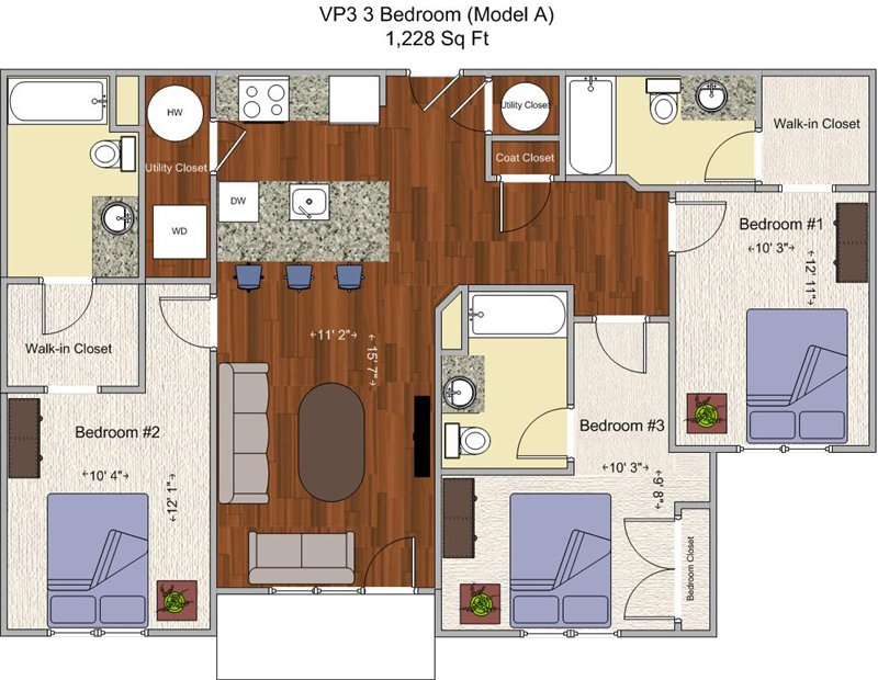 3 Bedrooms 3 Bathrooms Apartment for rent at V P 3 in Cincinnati, OH