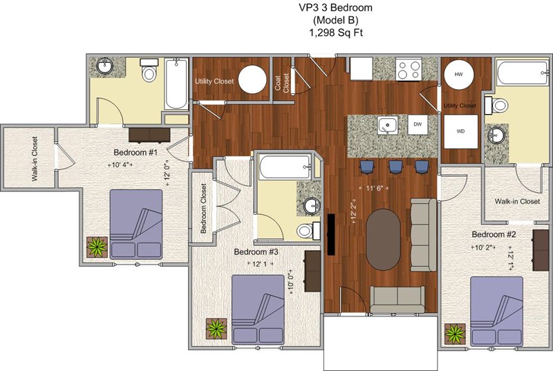 3 Bedrooms 3 Bathrooms Apartment for rent at V P 3 in Cincinnati, OH