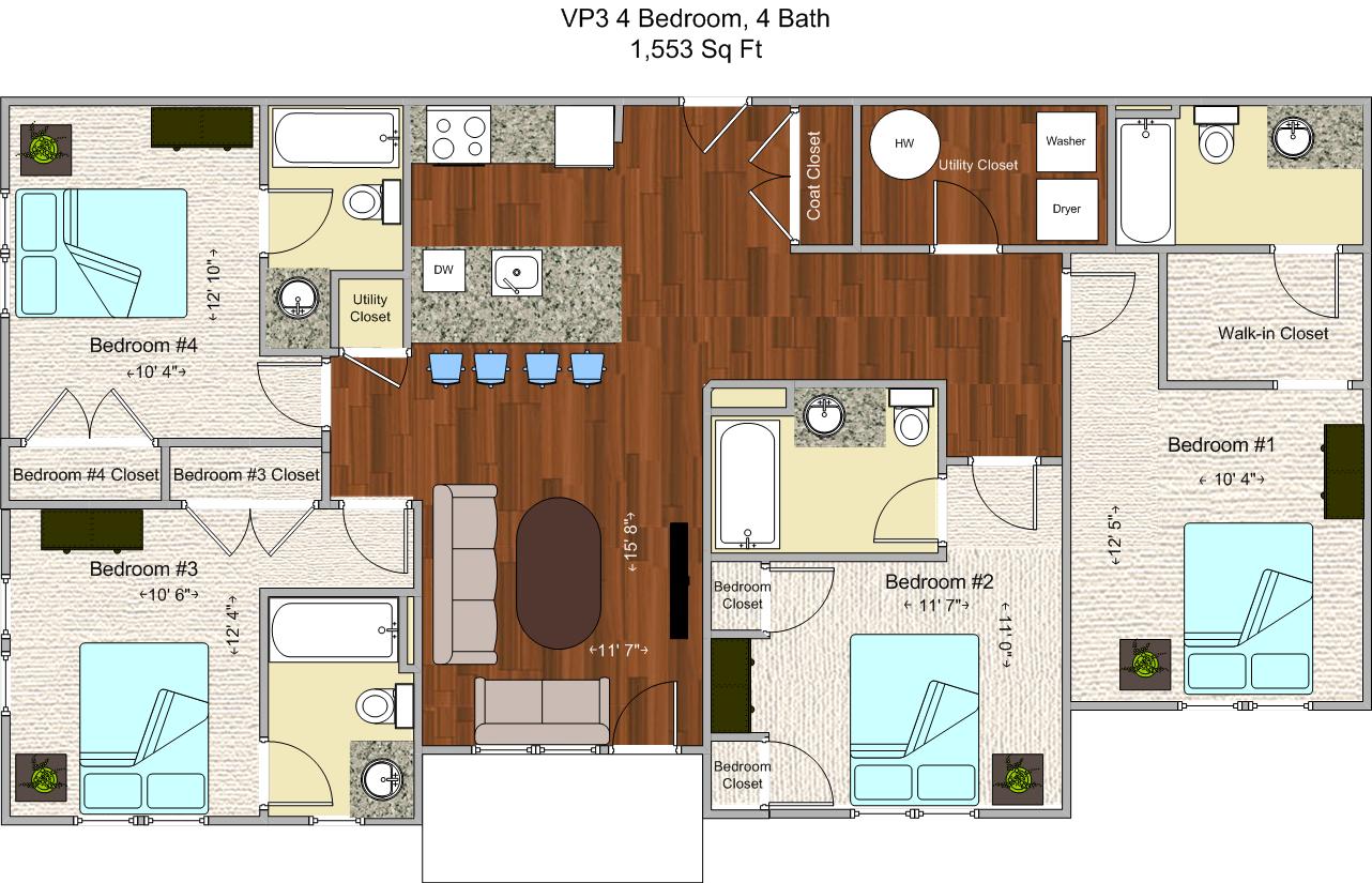 4 Bedrooms 4+ Bathrooms Apartment for rent at V P 3 in Cincinnati, OH