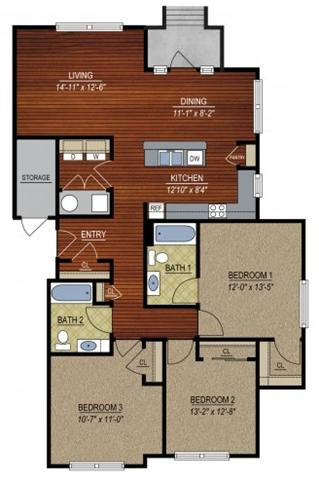 3 Bedrooms 2 Bathrooms Apartment for rent at East Village at Avondale Meadows Apartments in Indianapolis, IN
