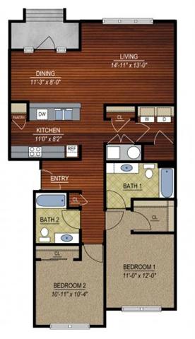 2 Bedrooms 2 Bathrooms Apartment for rent at East Village at Avondale Meadows Apartments in Indianapolis, IN