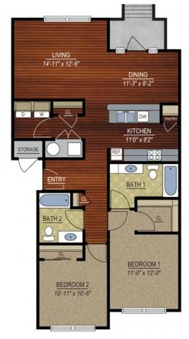 2 Bedrooms 2 Bathrooms Apartment for rent at East Village at Avondale Meadows Apartments in Indianapolis, IN