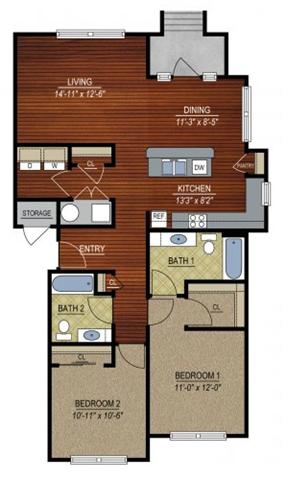 2 Bedrooms 2 Bathrooms Apartment for rent at East Village at Avondale Meadows Apartments in Indianapolis, IN