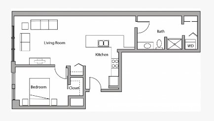 1 Bedroom 1 Bathroom Apartment for rent at Capitol Hill in Madison, WI