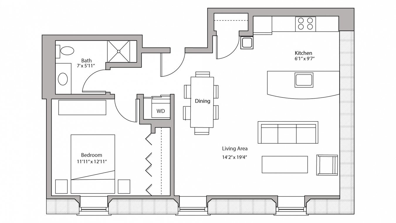 1 Bedroom 1 Bathroom Apartment for rent at Tobacco Lofts in Madison, WI