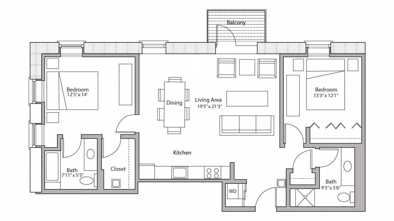 2 Bedrooms 2 Bathrooms Apartment for rent at Tobacco Lofts in Madison, WI