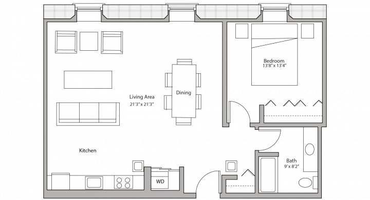 1 Bedroom 1 Bathroom Apartment for rent at Tobacco Lofts in Madison, WI