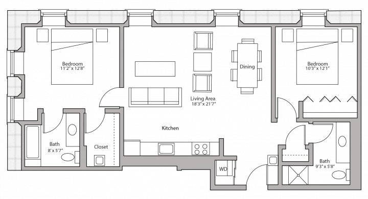 2 Bedrooms 2 Bathrooms Apartment for rent at Tobacco Lofts in Madison, WI